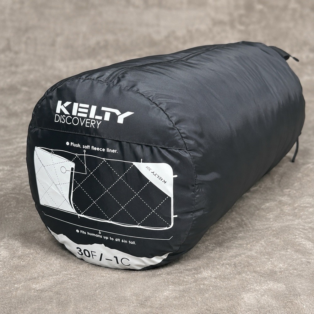 Kelty Discovery 30°F/-1C Sleeping Bag Gray Fleece Lined 6'6" Long w/ Stuff Sack
